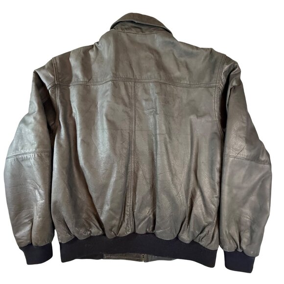 St. Johns Bay Mens Leather Bomber Jacket M Regular Quilted Lining Black - Picture 2 of 5